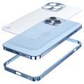 iPhone 13 Pro Metall Bumper mit Panzerglas Rückseite - Blau