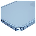 iPhone 13 Pro Metall Bumper mit Panzerglas Rückseite - Blau