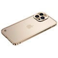 iPhone 13 Pro Metall Bumper mit Panzerglas Rückseite - Gold