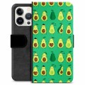 iPhone 13 Pro Premium Schutzhülle mit Geldbörse - Avocado Muster