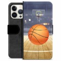 iPhone 13 Pro Premium Schutzhülle mit Geldbörse - Basketball