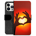 iPhone 13 Pro Premium Schutzhülle mit Geldbörse - Herz-Silhouette