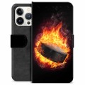 iPhone 13 Pro Premium Schutzhülle mit Geldbörse - Eishockey