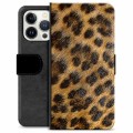 iPhone 13 Pro Premium Schutzhülle mit Geldbörse - Leopard