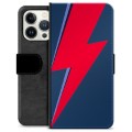 iPhone 13 Pro Premium Schutzhülle mit Geldbörse - Blitz