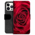 iPhone 13 Pro Premium Schutzhülle mit Geldbörse - Rose