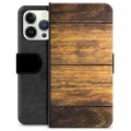 iPhone 13 Pro Premium Schutzhülle mit Geldbörse - Holz