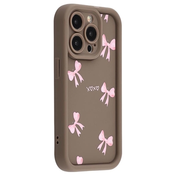 iPhone 13 Pro Stilvolle stoßfest TPU-Hülle mit erhöhten Kanten - Braun / Schleife