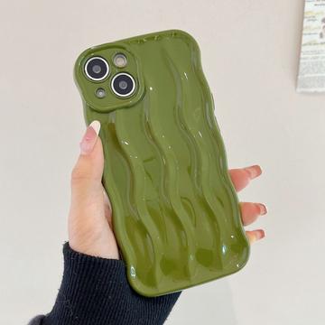 iPhone 14 3D Linear Wavy Tasche - Grün