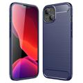 iPhone 14 Gebürstete TPU Hülle - Karbonfaser - Blau