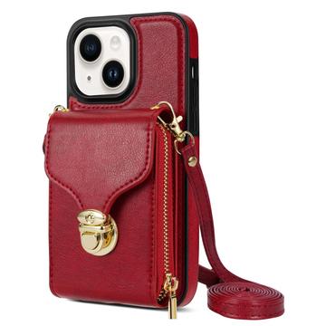 iPhone 14 Plus Alles-in-einem-Hülle mit Brieftasche und Armband - Rot