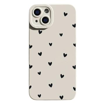 iPhone 14 Plus Herz-Muster Slim TPU-Hülle - weiß / schwarz