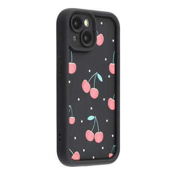 iPhone 14 Plus Stilvolle stoßfeste TPU-Hülle mit erhöhten Kanten - Schwarz / Kirschen