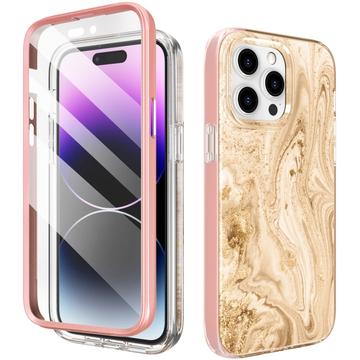 iPhone 14 Pro Ahastyle WE13 360-Grad-Schutz-Hybridhülle - Goldmarmor