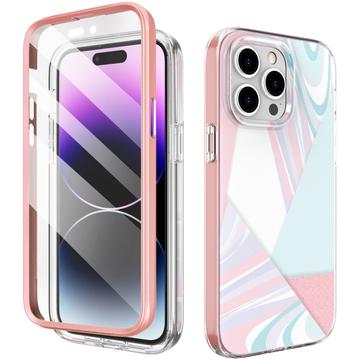 iPhone 14 Pro Ahastyle WE13 360-Grad-Schutz-Hybridhülle - Pastell Marmor