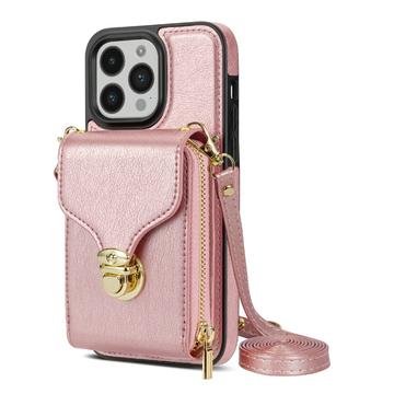 iPhone 14 Pro Alles-in-einem-Hülle mit Brieftasche und Armband - Roségold