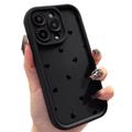 iPhone 14 Pro Herz-Muster stoßfest TPU Hülle mit erhöhten Kanten - schwarz