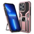 iPhone 14 Pro Hybrid Hülle mit Metall Stand - Roségold
