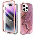 iPhone 14 Pro Max Ahastyle WE13 360-Grad-Schutz-Hybridhülle - lila Marmor