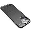 iPhone 14 Pro Max Gebürstete TPU Hülle - Karbonfaser - Schwarz