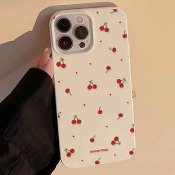 iPhone 14 Pro Max TPU-Hülle mit Kirschmuster - Weiß