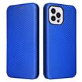 iPhone 14 Pro Max Flip Hülle - Karbonfaser - Blau