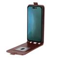 iPhone 14 Pro Max Vertikale Flip Hülle mit Kartensteckplatz - Braun