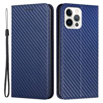 iPhone 14 Pro Max Wallet Hülle - Karbonfaser - Blau