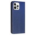 iPhone 14 Pro Max Wallet Hülle - Karbonfaser - Blau