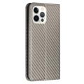 iPhone 14 Pro Max Wallet Hülle - Karbonfaser - Grau