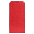 iPhone 14 Vertikales Flip Hülle mit Kartensteckplatz - Rot