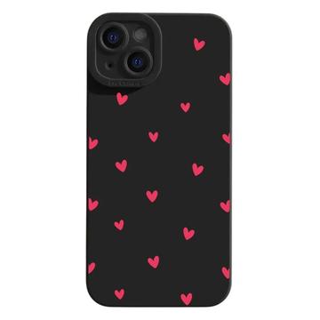 iPhone 15 Schlanke TPU-Hülle mit Herzmuster - schwarz / rot