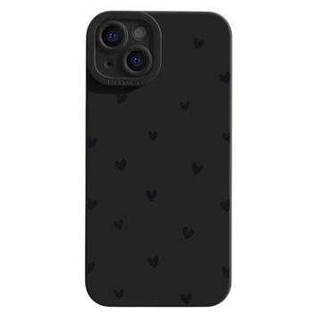iPhone 15 Schlanke TPU-Hülle mit Herzmuster - schwarz