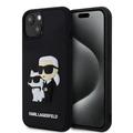 iPhone 15 Karl Lagerfeld 3D Gummi Karl & Choupette NFT Fall - Schwarz