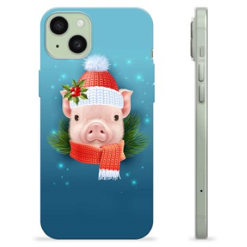 iPhone 15 Plus TPU Hülle - Winter Schweinchen