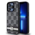 iPhone 15 Pro DKNY Kariertes Muster und Streifen Hülle - Schwarz
