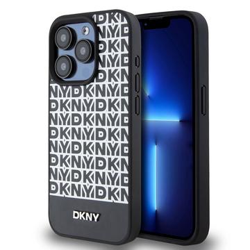 iPhone 15 Pro DKNY Repeat Pattern Bottom Stripe Cover - MagSafe kompatibel - Schwarz