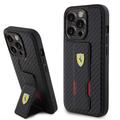 iPhone 15 Pro Ferrari Carbon Griffiges Standgehülle - Schwarz