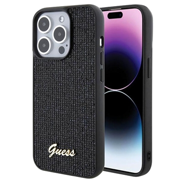 iPhone 15 Pro Guess Disco Metal Script Logo Case (Offene Verpackung - Bulk Befriedigend) - Schwarz