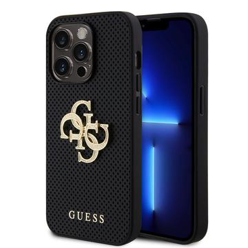 iPhone 15 Pro Guess Perforierte 4G Glitter Logo Cover - Schwarz