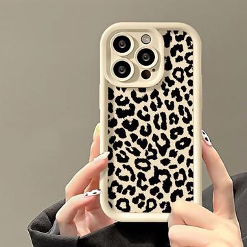 iPhone 15 Pro TPU-Hülle mit Leopardenmuster - Weiß