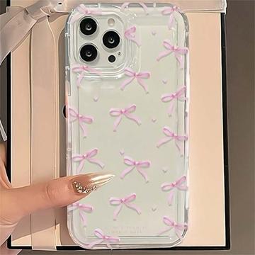 iPhone 15 Pro Max TPU-Hülle mit Schleife - rosa / klar