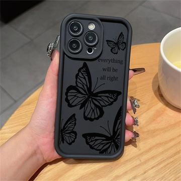 iPhone 15 Pro Max TPU-Hülle mit Schmetterlings-Print - Schwarz