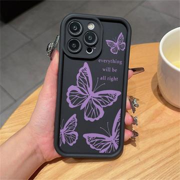 iPhone 15 Pro Max TPU-Hülle mit Schmetterlings-Print - lila / schwarz