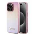 iPhone 15 Pro Max Guess Iridescent Metall Skript Hybrid Hülle - Pink