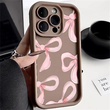 iPhone 15 Pro Max Stilvolle stoßfeste TPU-Hülle mit erhöhten Rändern - Braun / Große Schleife