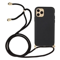 iPhone 15 Pro Max TPU Hülle mit Schlüsselband - Schwarz