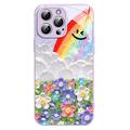 iPhone 15 Pro Lächeln & Regenbogen Hybridhülle - Lila