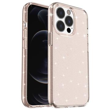 iPhone 15 Pro Stylish Glitter Serie Hybrid Hülle - Gold