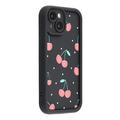 iPhone 15 Stilvolle stoßfeste TPU-Hülle mit erhöhten Kanten - Schwarz / Kirschen